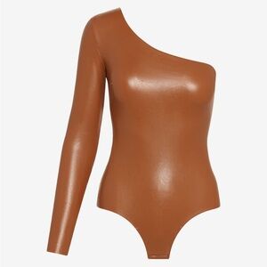 Brown One-Shoulder Bodysuit